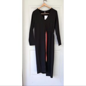 Black Long sleeve Vneck Belt Dress ZARA NWT